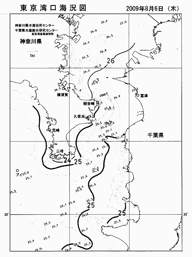 海況図, 東京湾口海況図 検索結果, (水温分布 等を図示)