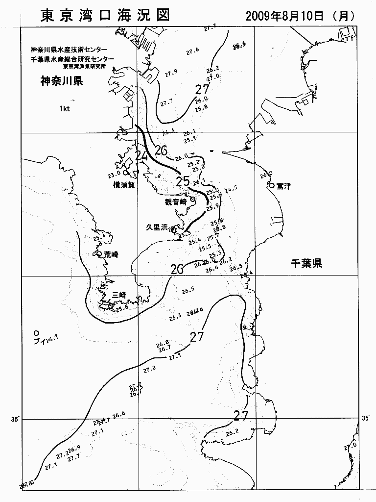海況図, 東京湾口海況図 検索結果, (水温分布 等を図示)