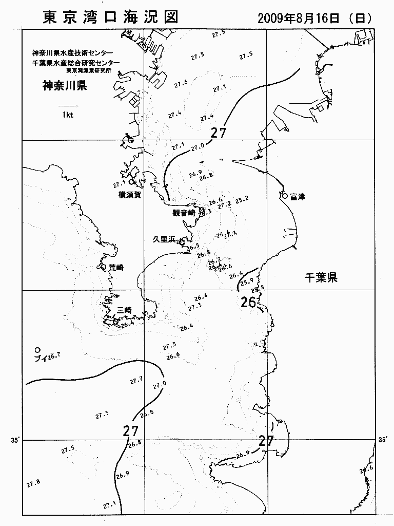 海況図, 東京湾口海況図 検索結果, (水温分布 等を図示)