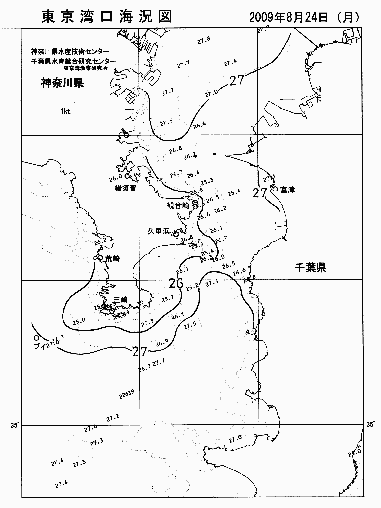 海況図, 東京湾口海況図 検索結果, (水温分布 等を図示)