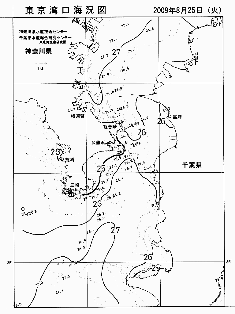 海況図, 東京湾口海況図 検索結果, (水温分布 等を図示)