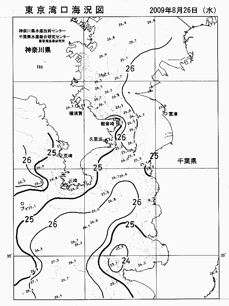 海況図, 東京湾口海況図 検索結果, (水温分布 等を図示)