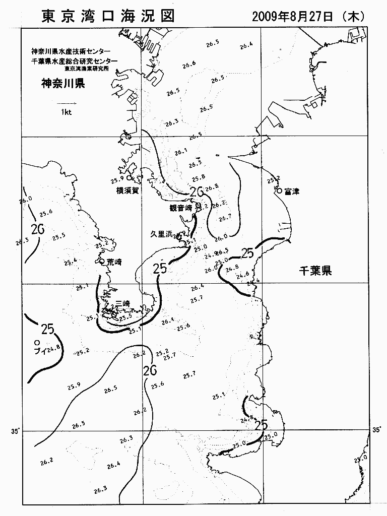海況図, 東京湾口海況図 検索結果, (水温分布 等を図示)