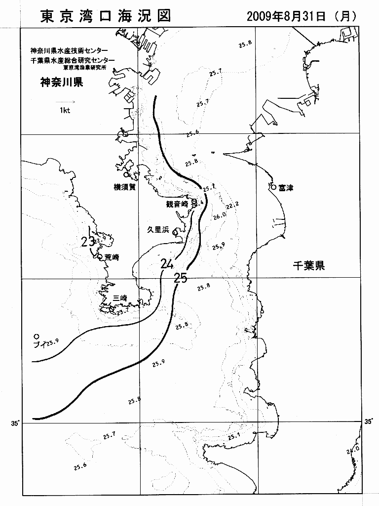海況図, 東京湾口海況図 検索結果, (水温分布 等を図示)