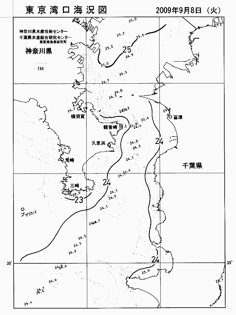 海況図, 東京湾口海況図 検索結果, (水温分布 等を図示)