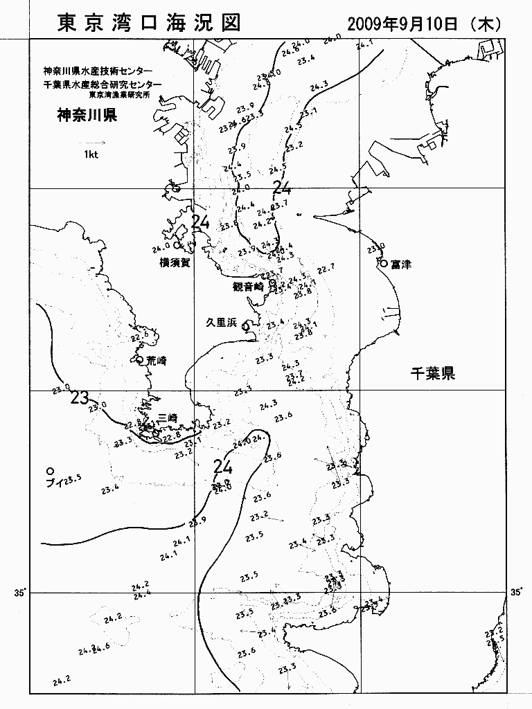 海況図, 東京湾口海況図 検索結果, (水温分布 等を図示)