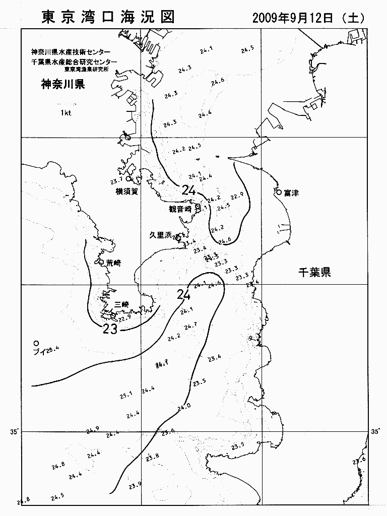 海況図, 東京湾口海況図 検索結果, (水温分布 等を図示)