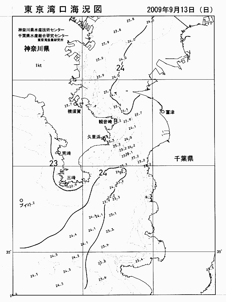 海況図, 東京湾口海況図 検索結果, (水温分布 等を図示)