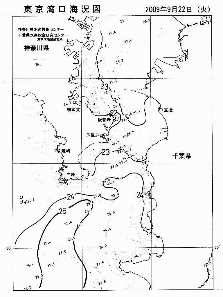 海況図, 東京湾口海況図 検索結果, (水温分布 等を図示)