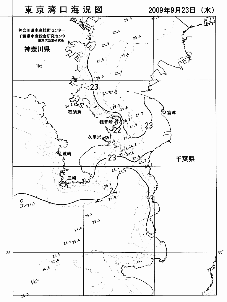 海況図, 東京湾口海況図 検索結果, (水温分布 等を図示)
