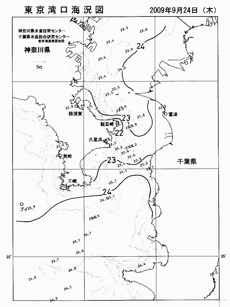 海況図, 東京湾口海況図 検索結果, (水温分布 等を図示)