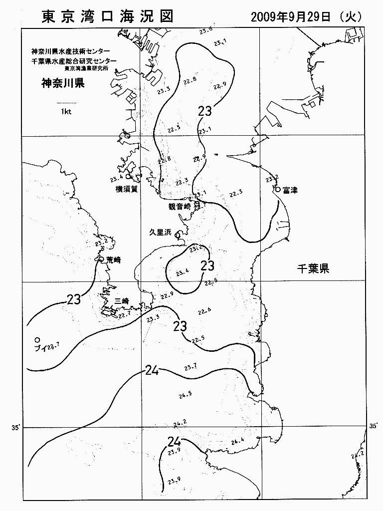海況図, 東京湾口海況図 検索結果, (水温分布 等を図示)