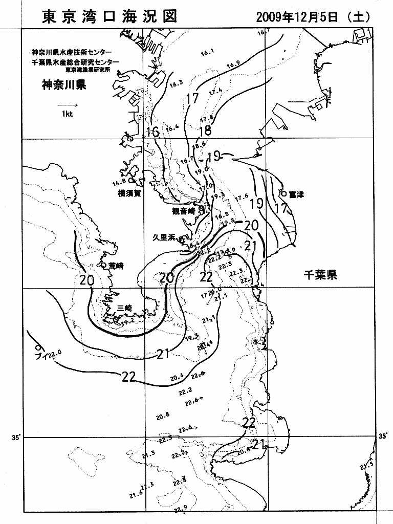 海況図, 東京湾口海況図 検索結果, (水温分布 等を図示)