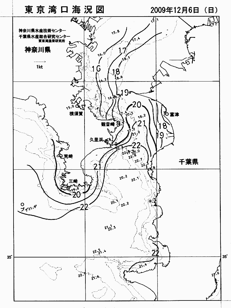 海況図, 東京湾口海況図 検索結果, (水温分布 等を図示)