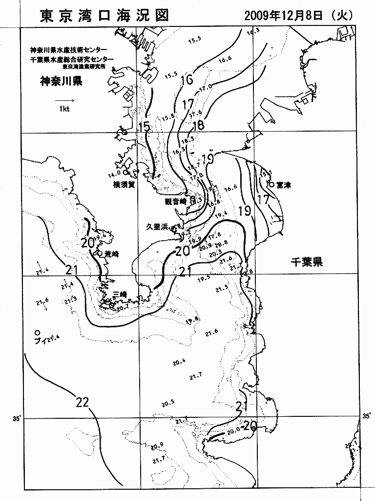 海況図, 東京湾口海況図 検索結果, (水温分布 等を図示)