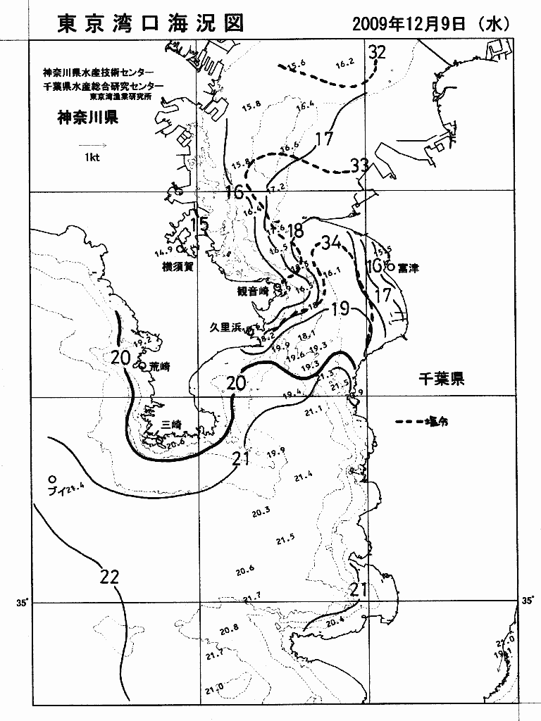 海況図, 東京湾口海況図 検索結果, (水温分布 等を図示)