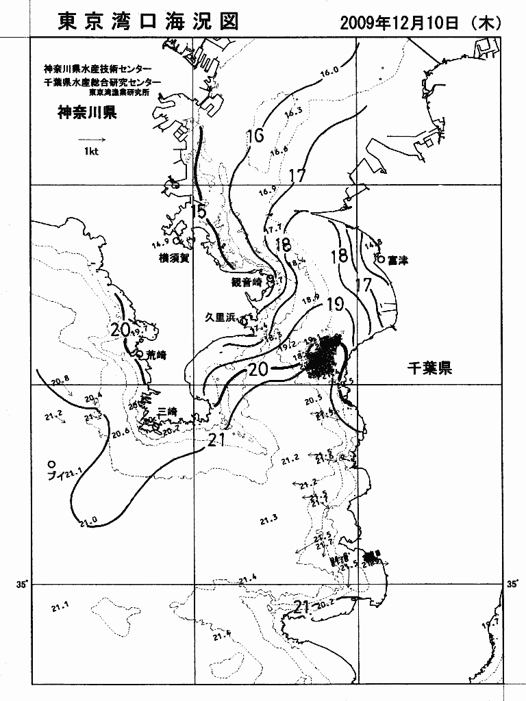 海況図, 東京湾口海況図 検索結果, (水温分布 等を図示)