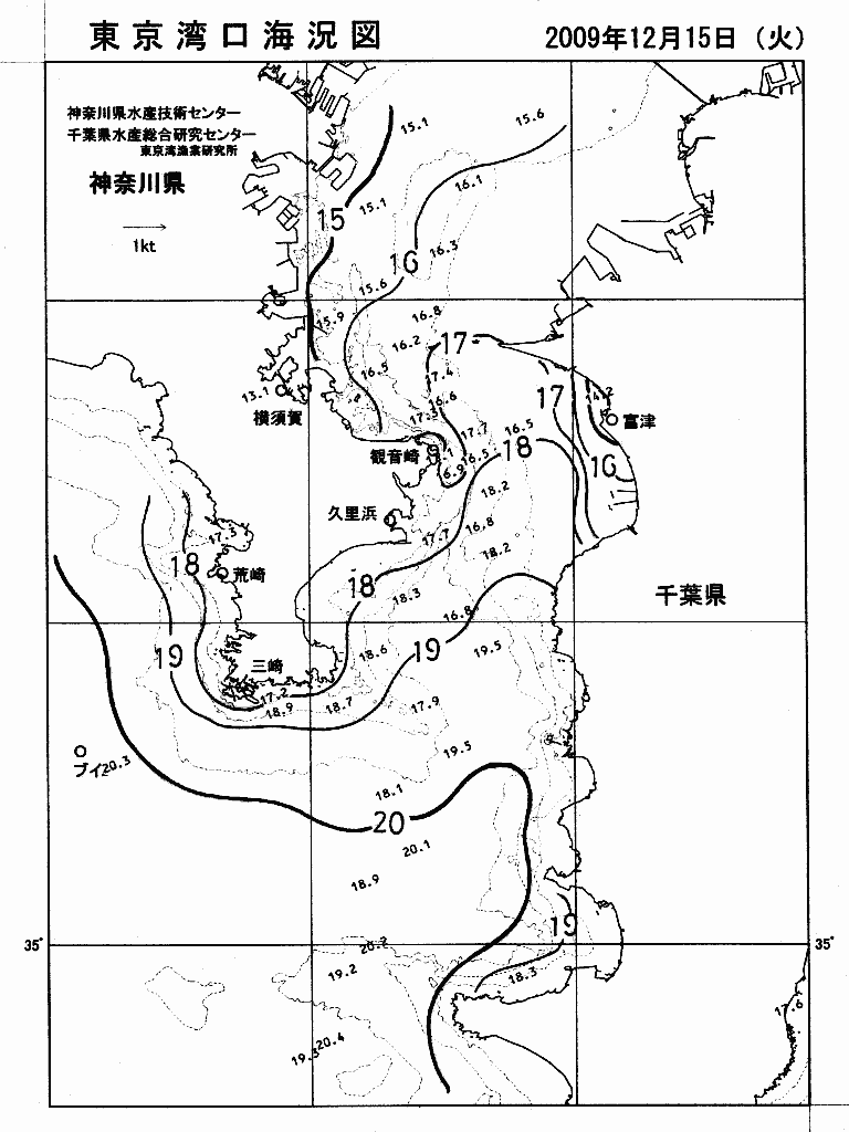 海況図, 東京湾口海況図 検索結果, (水温分布 等を図示)
