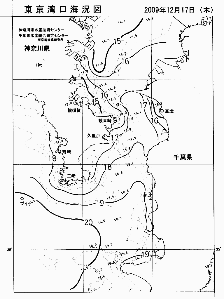 海況図, 東京湾口海況図 検索結果, (水温分布 等を図示)