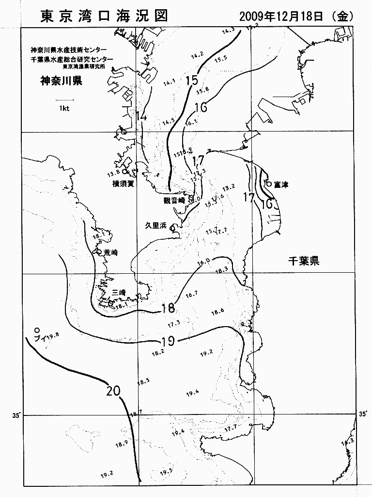 海況図, 東京湾口海況図 検索結果, (水温分布 等を図示)