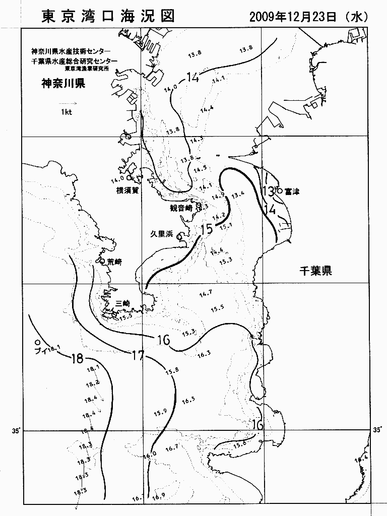 海況図, 東京湾口海況図 検索結果, (水温分布 等を図示)