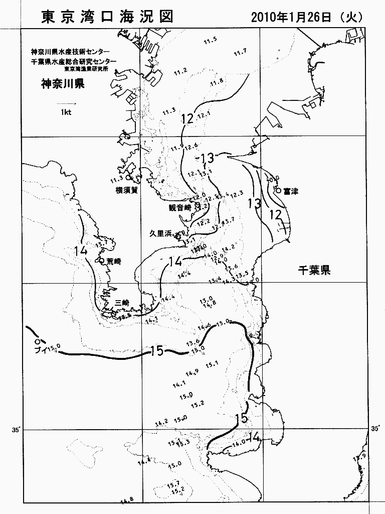 海況図, 東京湾口海況図 検索結果, (水温分布 等を図示)