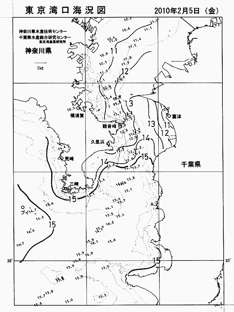 海況図, 東京湾口海況図 検索結果, (水温分布 等を図示)
