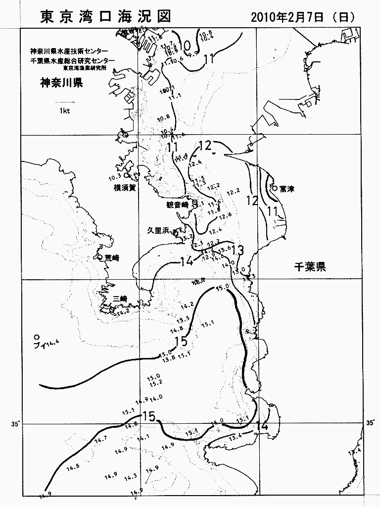 海況図, 東京湾口海況図 検索結果, (水温分布 等を図示)