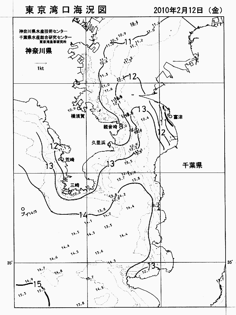 海況図, 東京湾口海況図 検索結果, (水温分布 等を図示)
