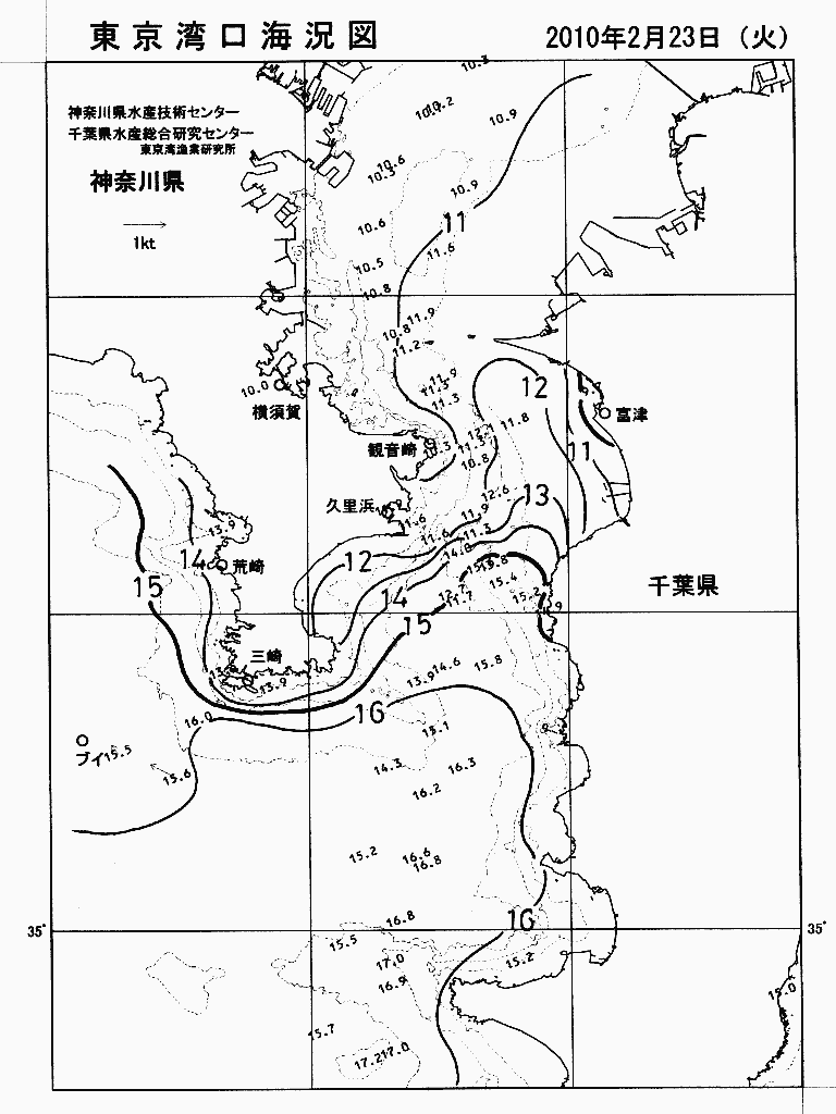 海況図, 東京湾口海況図 検索結果, (水温分布 等を図示)