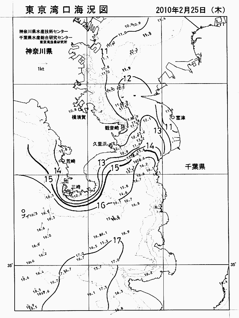 海況図, 東京湾口海況図 検索結果, (水温分布 等を図示)