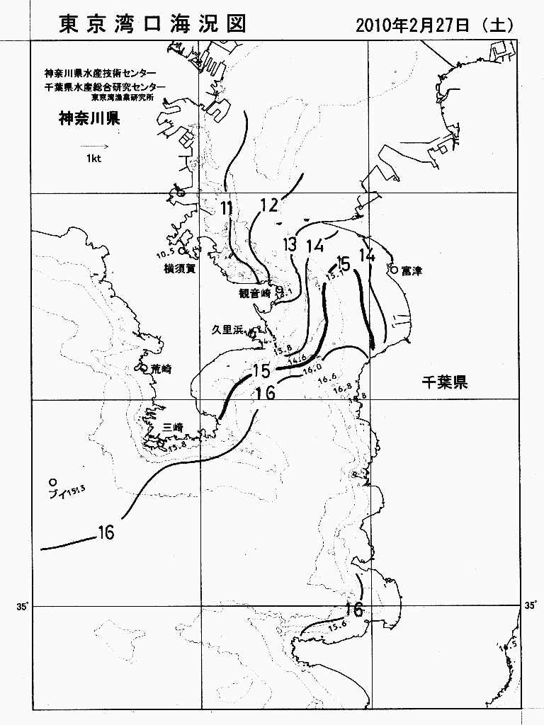 海況図, 東京湾口海況図 検索結果, (水温分布 等を図示)