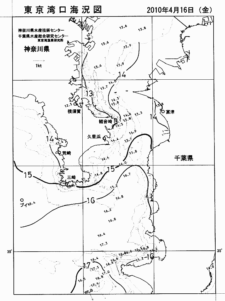海況図, 東京湾口海況図 検索結果, (水温分布 等を図示)