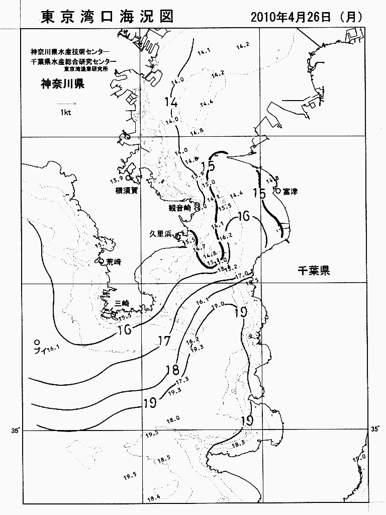 海況図, 東京湾口海況図 検索結果, (水温分布 等を図示)