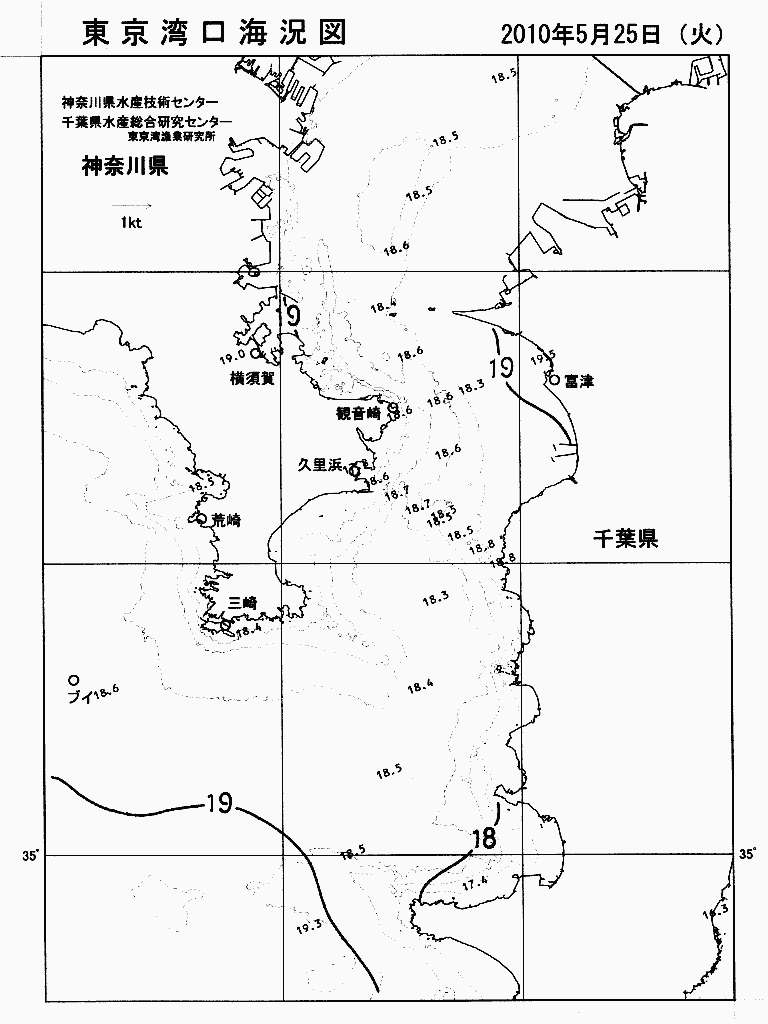 海況図, 東京湾口海況図 検索結果, (水温分布 等を図示)