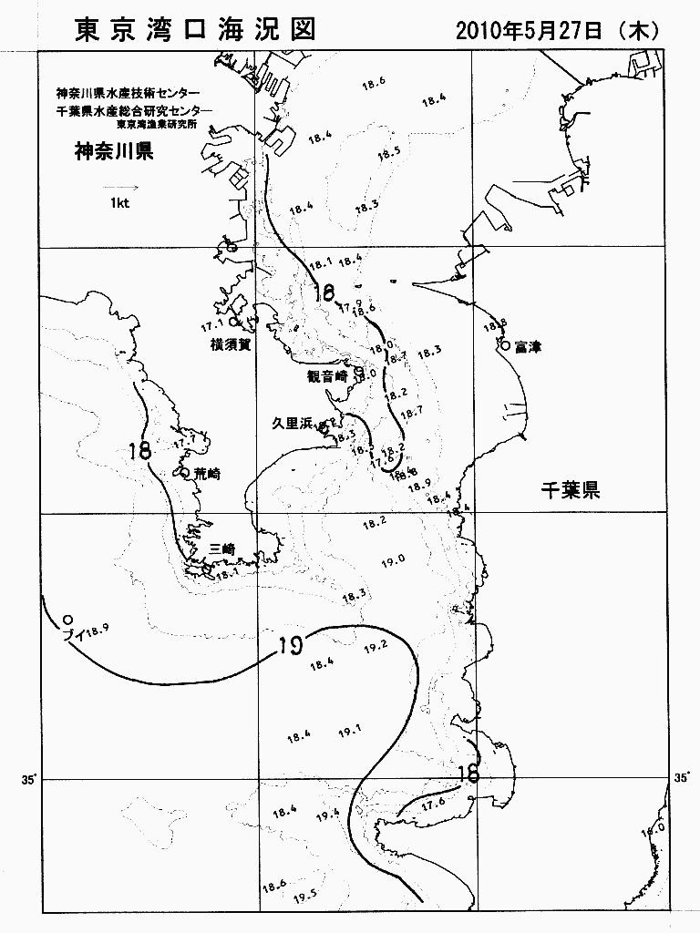 海況図, 東京湾口海況図 検索結果, (水温分布 等を図示)