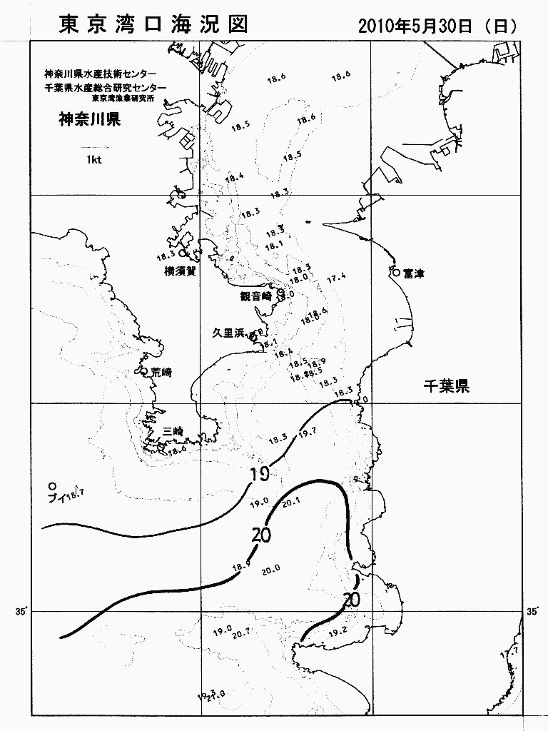 海況図, 東京湾口海況図 検索結果, (水温分布 等を図示)