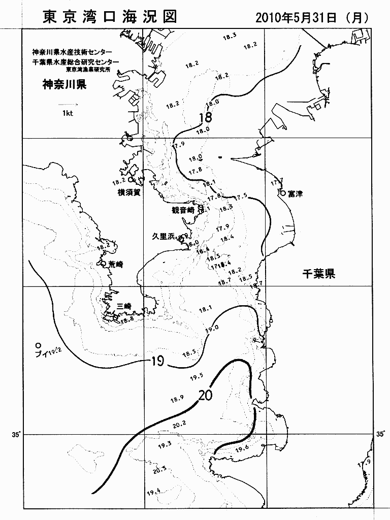 海況図, 東京湾口海況図 検索結果, (水温分布 等を図示)
