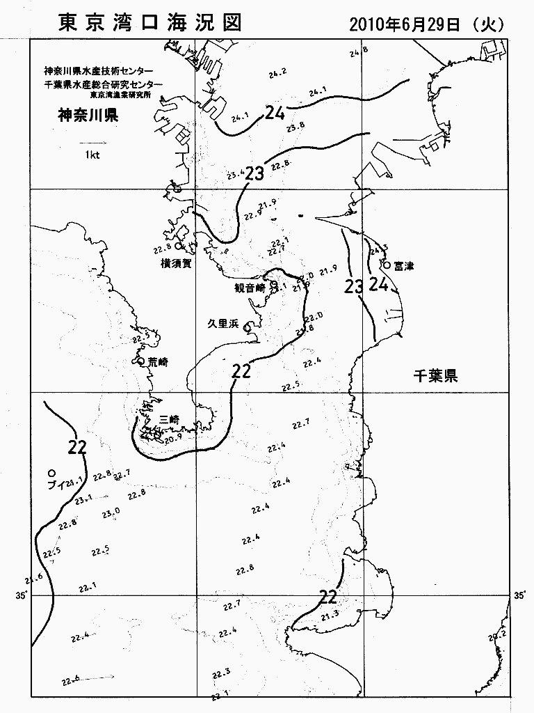 海況図, 東京湾口海況図 検索結果, (水温分布 等を図示)