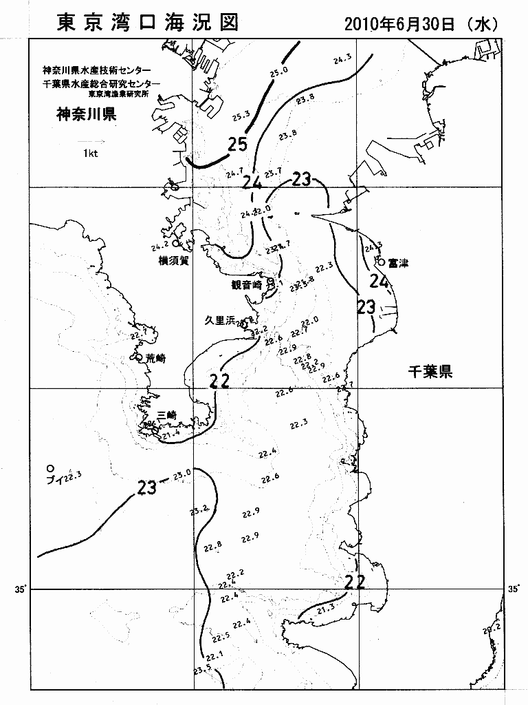 海況図, 東京湾口海況図 検索結果, (水温分布 等を図示)
