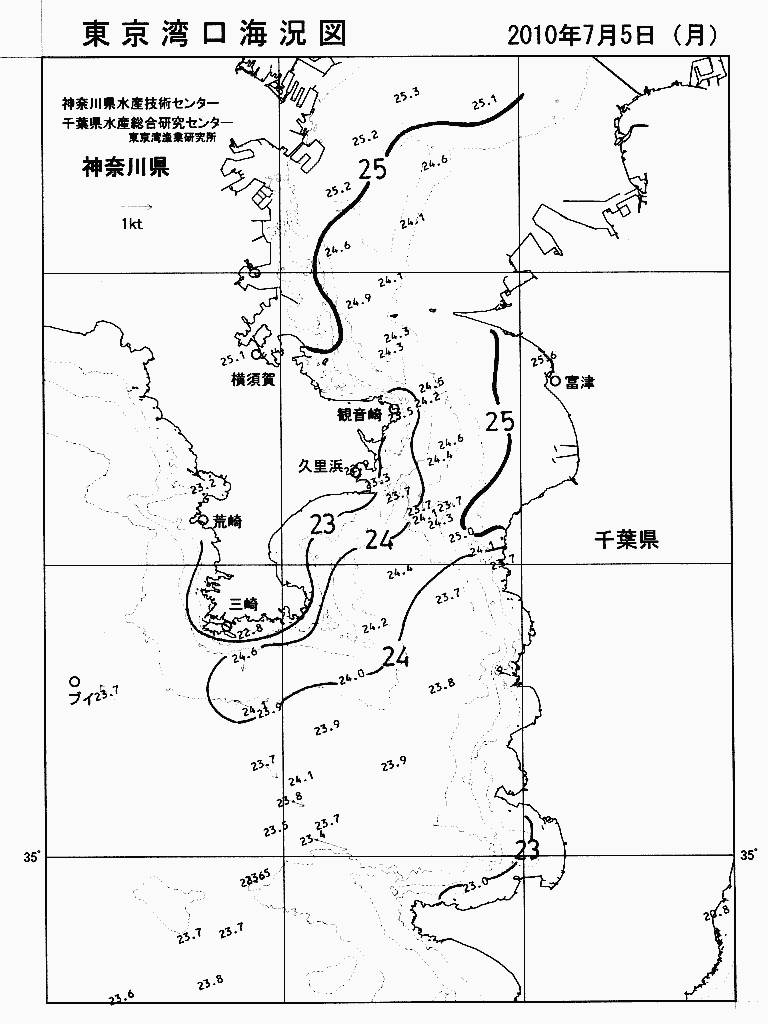 海況図, 東京湾口海況図 検索結果, (水温分布 等を図示)