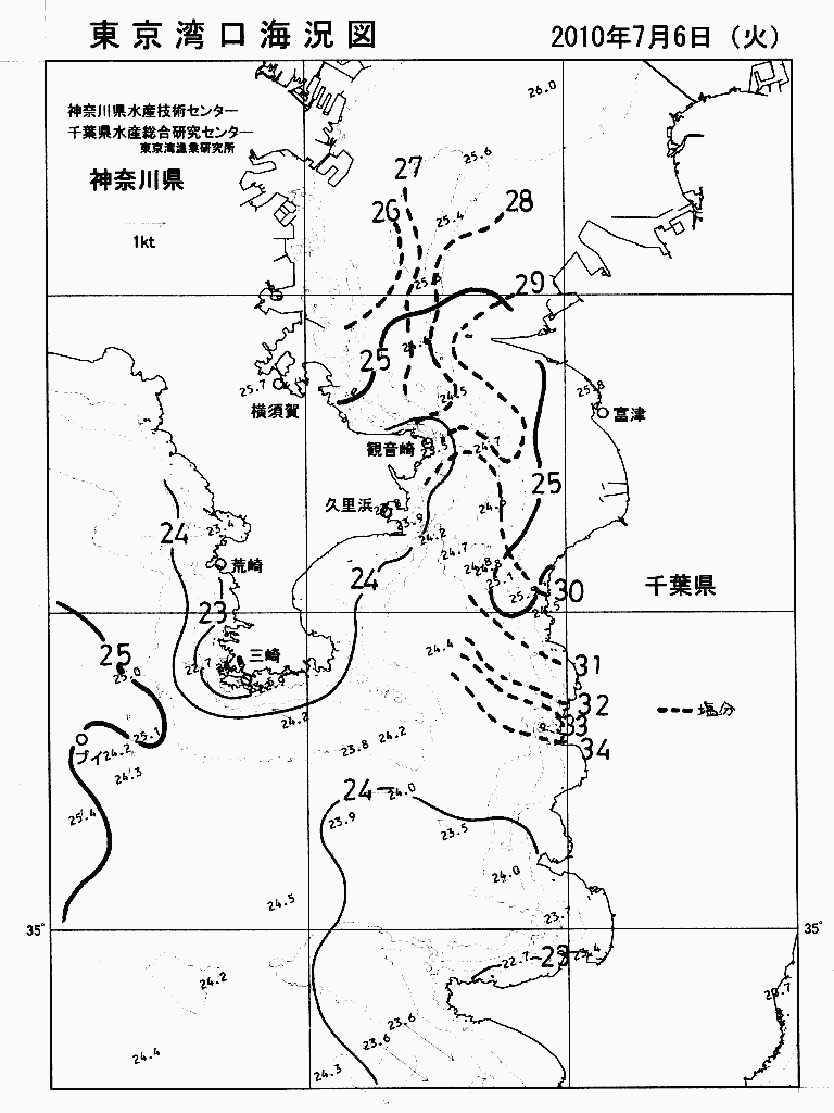 海況図, 東京湾口海況図 検索結果, (水温分布 等を図示)