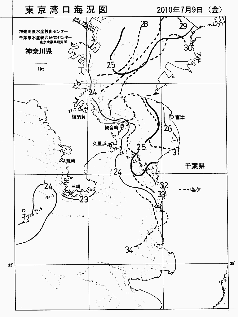 海況図, 東京湾口海況図 検索結果, (水温分布 等を図示)