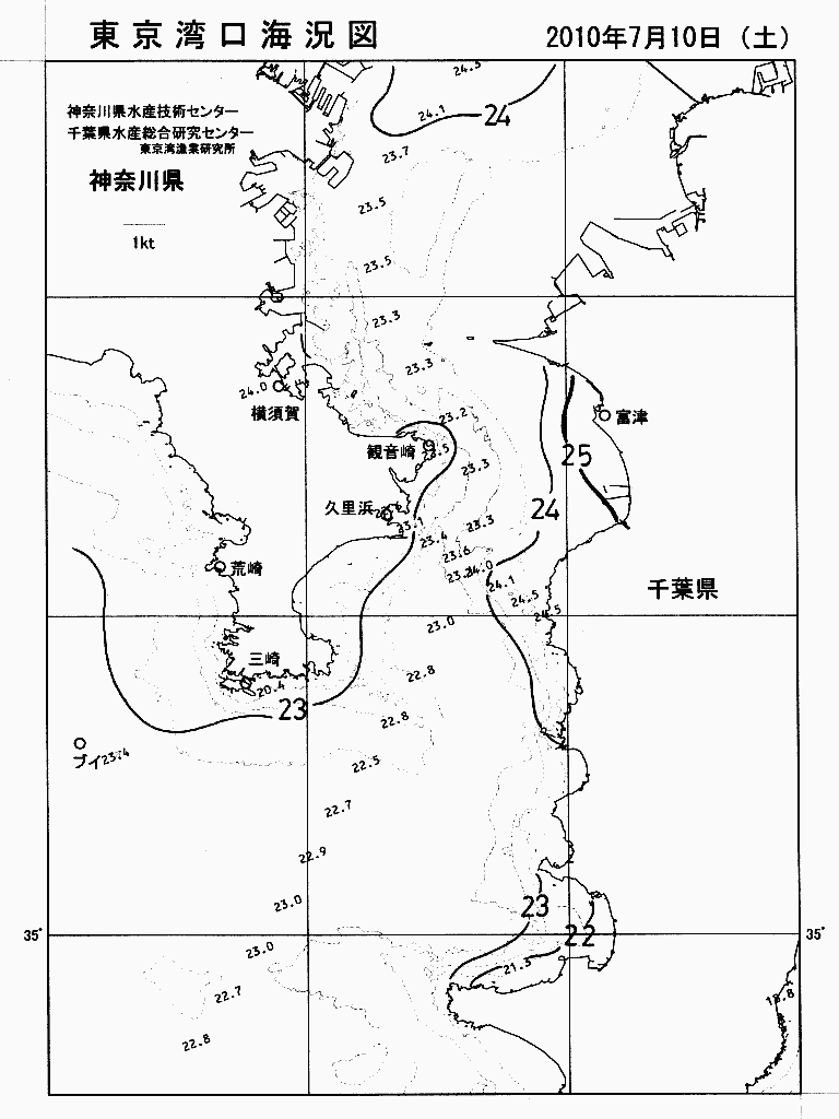 海況図, 東京湾口海況図 検索結果, (水温分布 等を図示)
