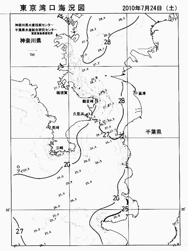 海況図, 東京湾口海況図 検索結果, (水温分布 等を図示)