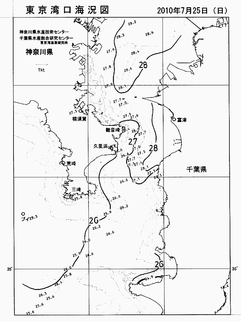 海況図, 東京湾口海況図 検索結果, (水温分布 等を図示)