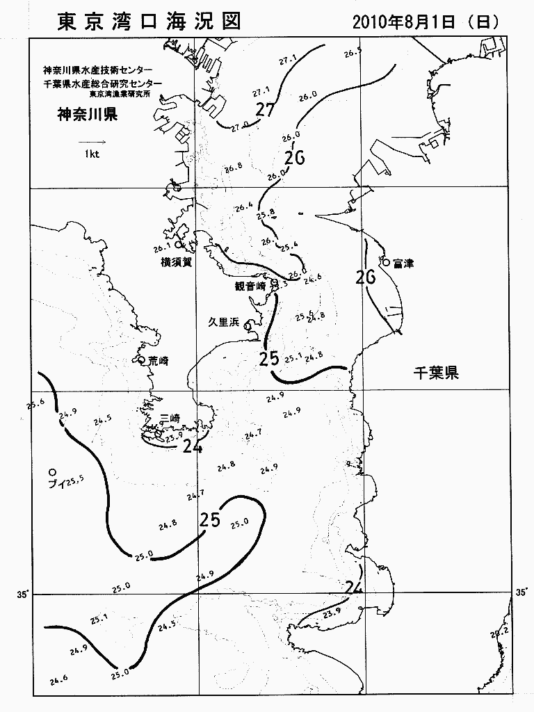 海況図, 東京湾口海況図 検索結果, (水温分布 等を図示)