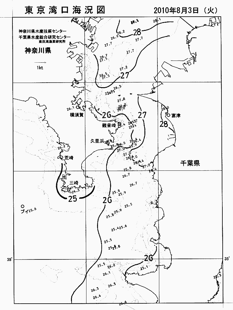 海況図, 東京湾口海況図 検索結果, (水温分布 等を図示)
