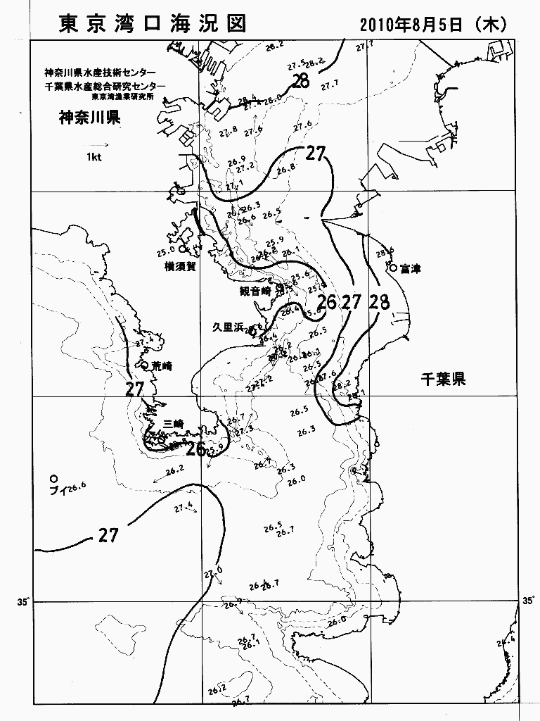 海況図, 東京湾口海況図 検索結果, (水温分布 等を図示)