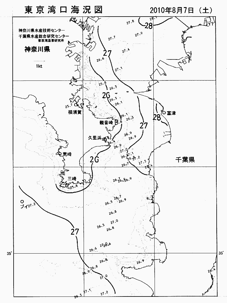 海況図, 東京湾口海況図 検索結果, (水温分布 等を図示)
